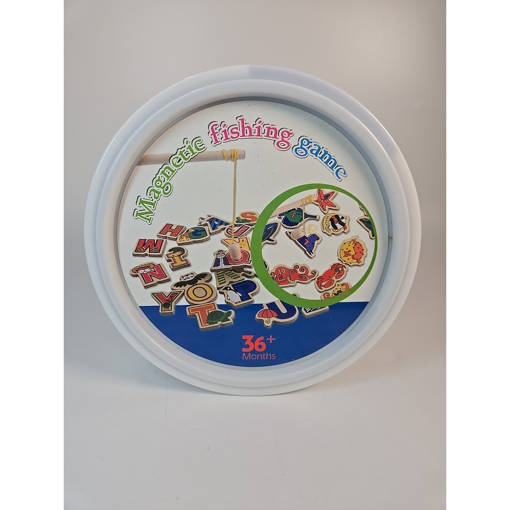 Magnetic Wooden Fishing Game Alphabet & Numbers Fish Catching Montessori